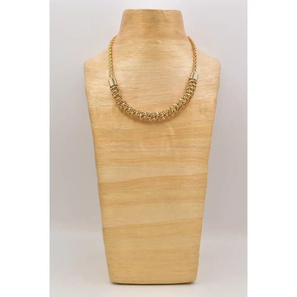 Vintage Gold Mesh Collar Necklace Woven Chain Statement Tubular Chunky 80s BinAU